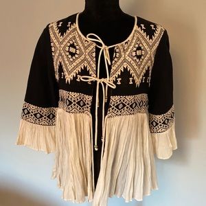 Black and cream boho summer jacket size M